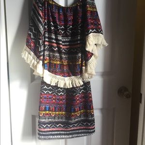 Off the shoulder tribal print dress